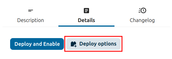AppAPI apps page showing the Deploy options button next to Deploy and Enable in the ExApp sidebar